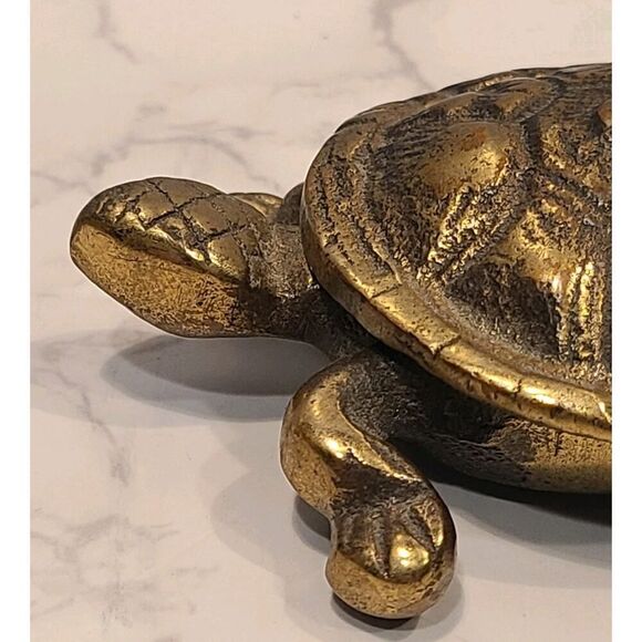Brass Turtle Trinket with Hinged Box Pill Box Jewelry Holder Made In England EUC - Picture 5 of 11